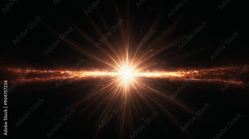 Obraz premium Optical flares on black background, sun shines, high resolution