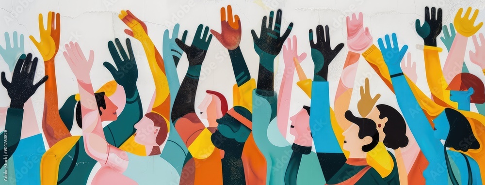 Diverse Hands Raised Together in Harmony Diverse Hands Raised Together in Harmony
