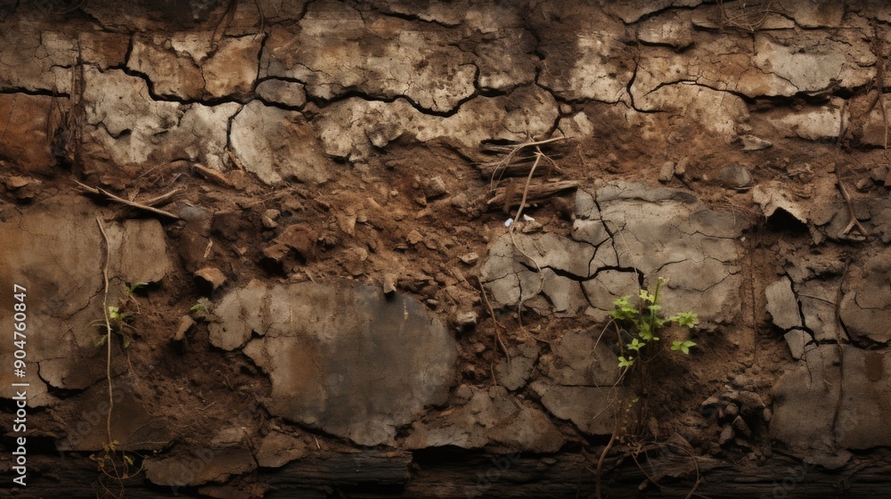 Tree growing out of dirt wall Tree growing out of dirt wall