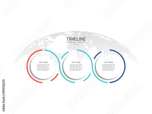 Business infographic template. Timeline infographics with 3 steps, options.