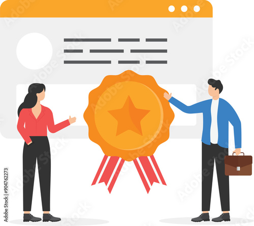 isometric vector image on a blue background, stamp and a sheet of paper with data about a person, affirmative seal, hiring a new employee

