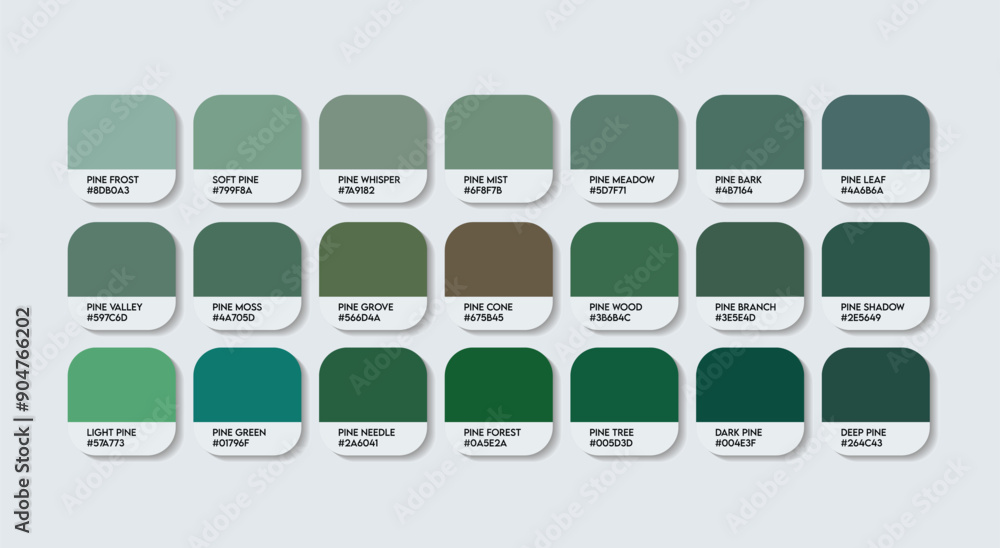 Vetor de Pine Color Palette, Pine Color Guide Palette with Color Names ...