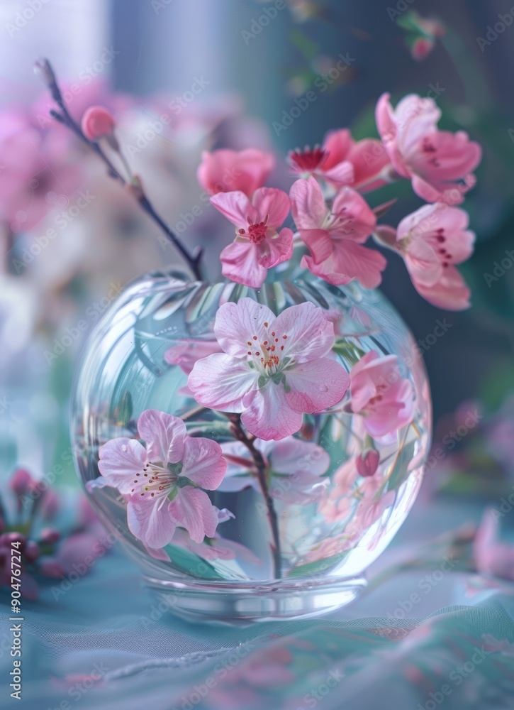 Delicate Pink Blossoms in a Glass Vase Delicate Pink Blossoms in a Glass Vase