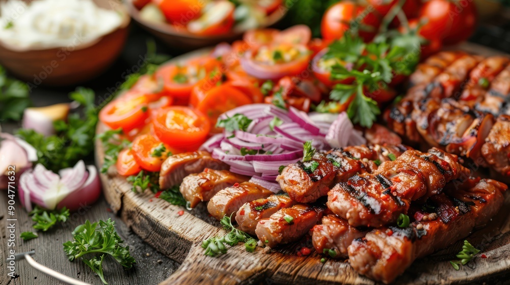 Kebab Ingredients Closeup for Food Photography: Perfect for Cooking Inspiration and Recipe Ideas Kebab Ingredients Closeup for Food Photography: Perfect for Cooking Inspiration and Recipe Ideas
