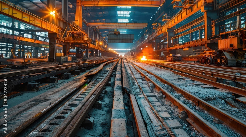 Obraz premium Majestic Industrial Railway Construction Site