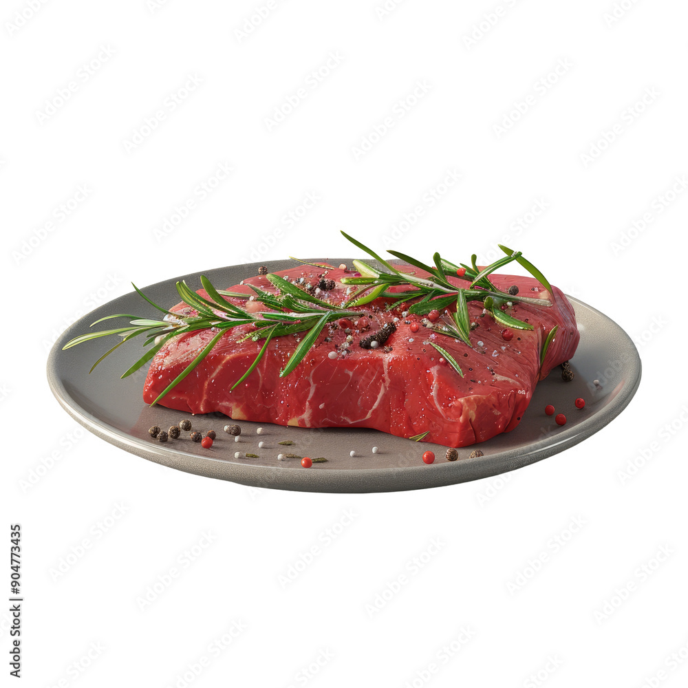 Beef steak with rosemary and peppercorns on a transparent background Beef steak with rosemary and peppercorns on a transparent background