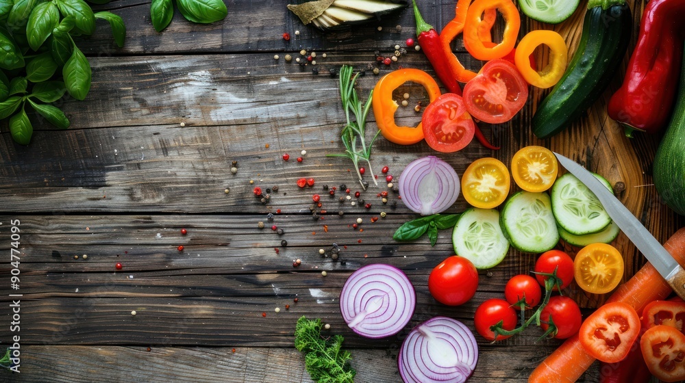 Fresh Vegetables on Wooden Background Fresh Vegetables on Wooden Background