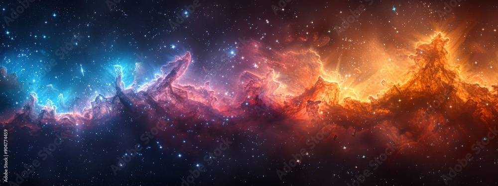 Cosmic Tapestry: A panoramic view of the universe, showcasing galaxies of various shapes and sizes, nebulae in vibrant colors, and star clusters twinkling against a deep black backdrop.unknown. Cosmic Tapestry: A panoramic view of the universe, showcasing galaxies of various shapes and sizes, nebulae in vibrant colors, and star clusters twinkling against a deep black backdrop.unknown.