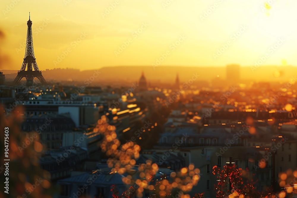 Fototapeta premium Aerial view of Paris at sunset