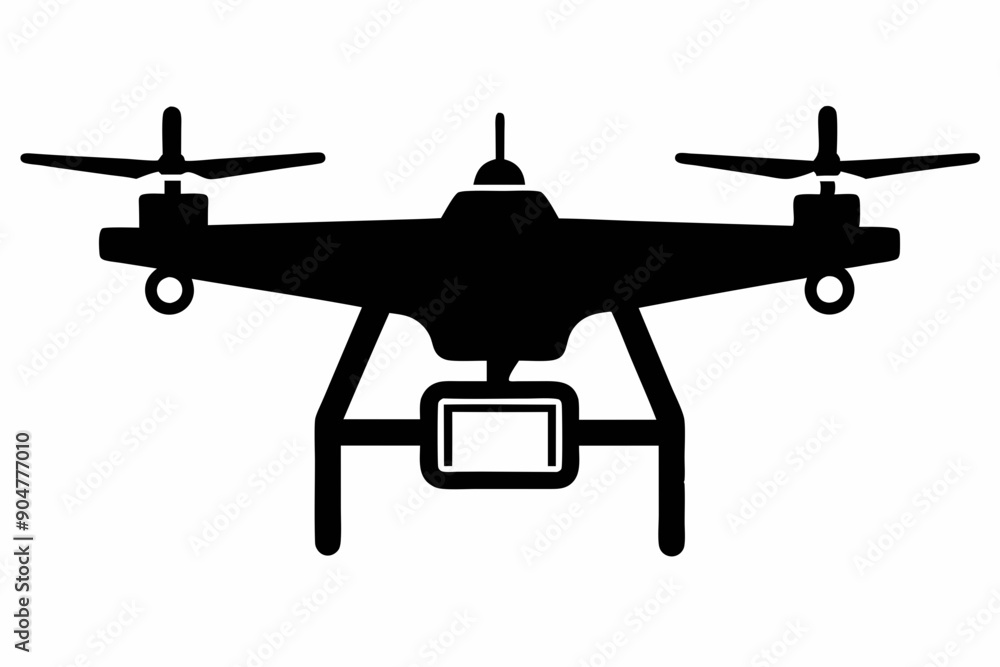 Drone silhouette vector, drone camera icon silhouette vector illustration Drone silhouette vector, drone camera icon silhouette vector illustration
