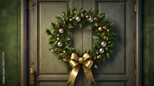 christmas wreath on door