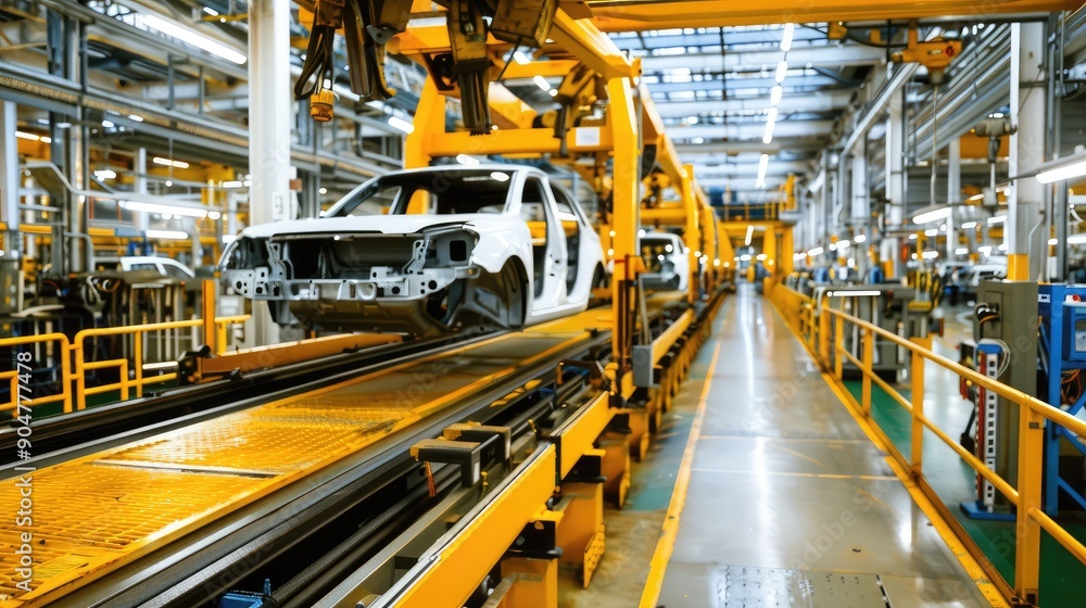 Modern Automotive Assembly Line in Factory Modern Automotive Assembly Line in Factory