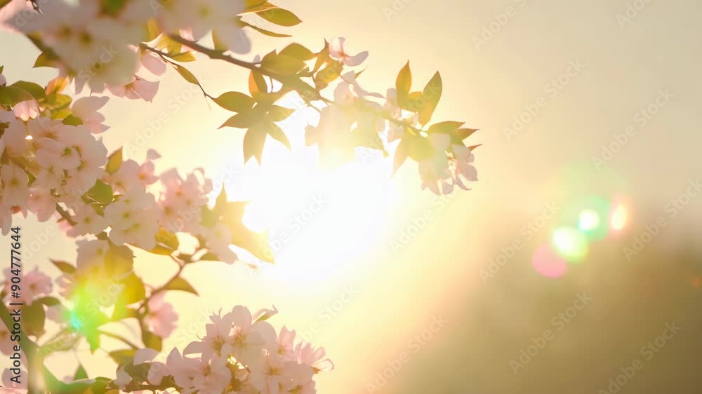 Sunlit Blossoms: Meditative View of Cherry Flowers Sunlit Blossoms: Meditative View of Cherry Flowers