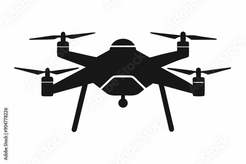 Drone silhouette vector, drone camera icon silhouette vector illustration