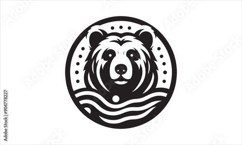 Bear Icon Vector illustration White Background-Bear Icon Vector Files for Cutting, Handmade calligraphy vector illustration, Black and white graphic illustration isolated on white background Hand writ