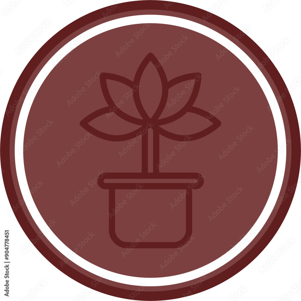 Indoor Plants Vector Line Double Circle Maroon Indoor Plants Vector Line Double Circle Maroon