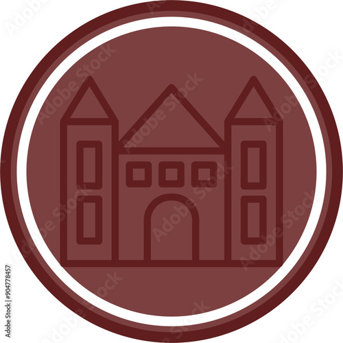 Luxury Vector Line Double Circle Maroon