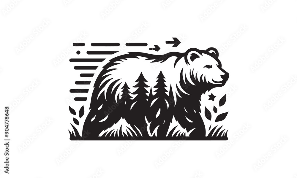 Fototapeta premium Bear Icon Vector illustration White Background-Bear Icon Vector Files for Cutting, Handmade calligraphy vector illustration, Black and white graphic illustration isolated on white background Hand writ