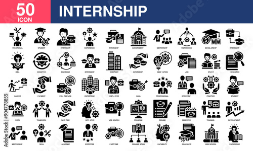 Internship icon collection set. Simple glyph vector.