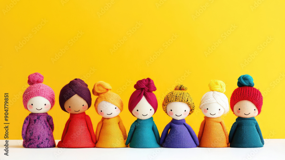 Obraz premium Stuffed toys isolated on yellow background