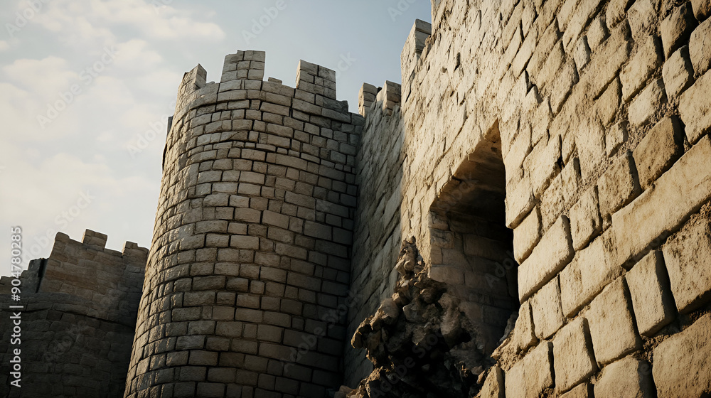 Crumbling medieval castle fort walls Ancient Fortress Crumbles Dramatic