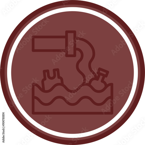 Wastewater Discharge Vector Line Double Circle Maroon
