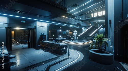 Modern Futuristic Space Station Interior