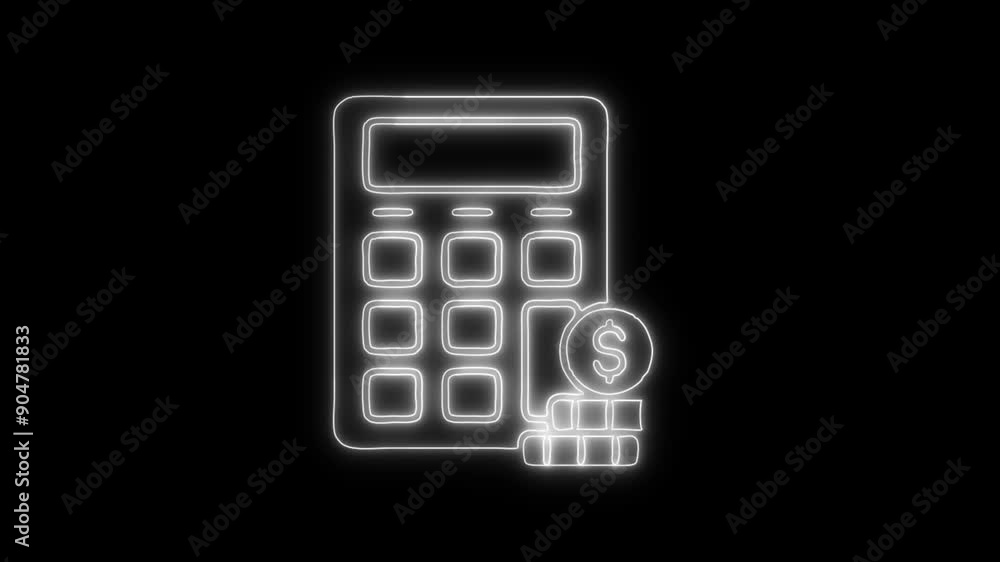 Calculation Neon Icon 4K Animated Linear Symbol Icon Video Background on Black Screen Calculation Neon Icon 4K Animated Linear Symbol Icon Video Background on Black Screen