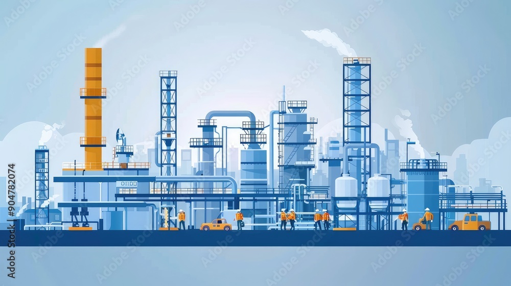 Obraz premium Modern Industrial Manufacturing Plant Scenario