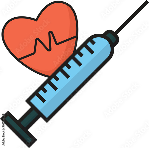 colorful vaccine and heart icon design