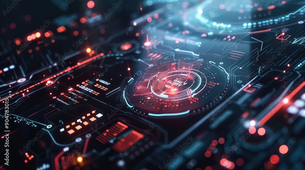 Futuristic Digital Interface with Holographic Elements Futuristic Digital Interface with Holographic Elements