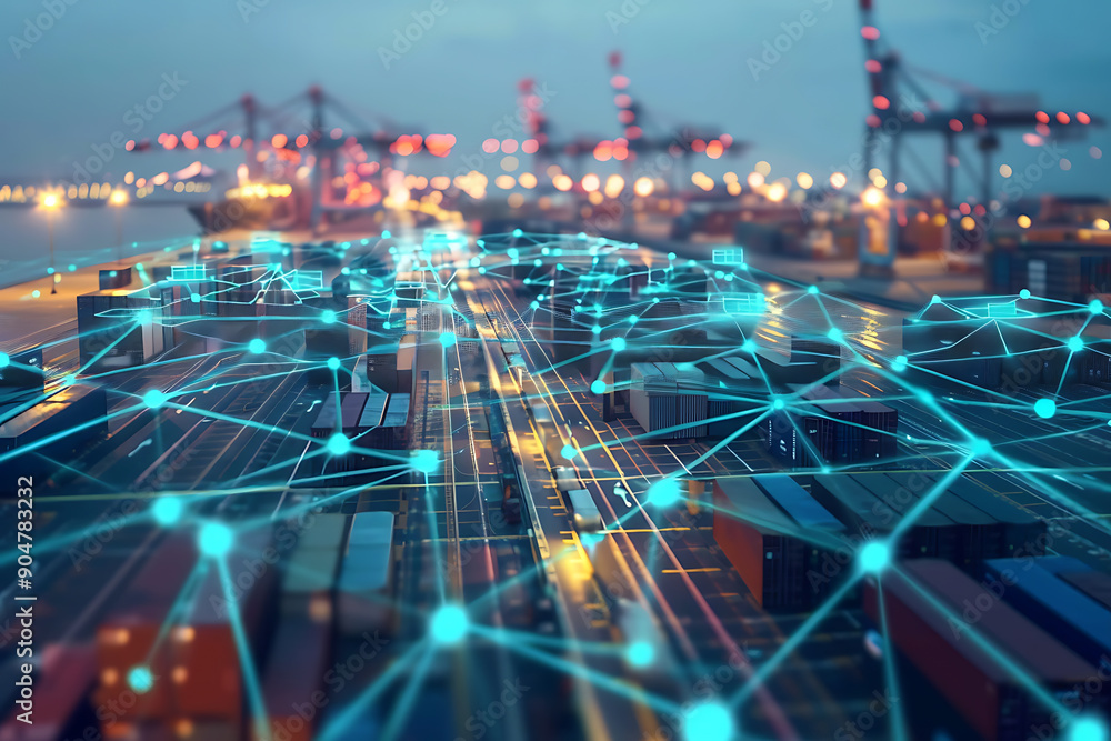 Futuristic Digital Network with Data Nodes Futuristic Digital Network with Data Nodes