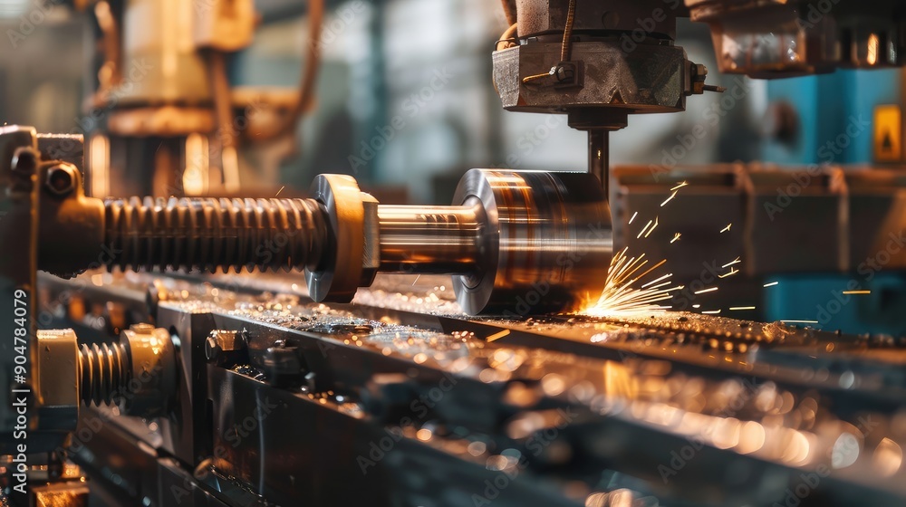 Fototapeta premium Precision Metalworking with Industrial CNC Machine