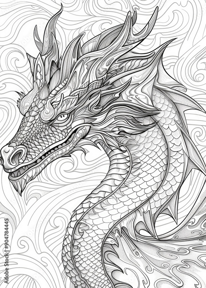 Fototapeta premium Dragon coloring page