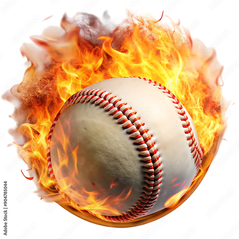 baseball on fire on transparent background baseball on fire on transparent background