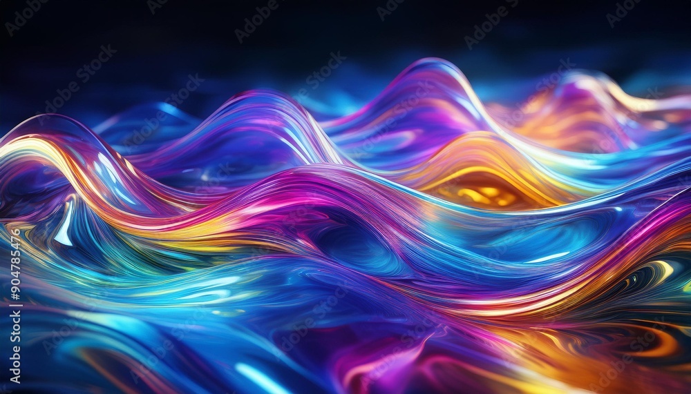 Crystal Waves: Transparent Glass with Neon Accents Crystal Waves: Transparent Glass with Neon Accents