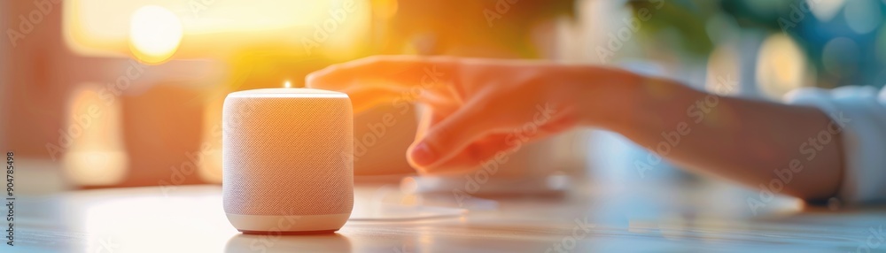 Obraz premium A person using a voice-activated assistant