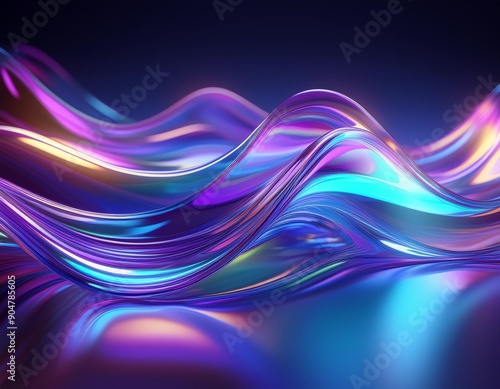 Radiant Flow: Colorful Liquid Waves in Neon