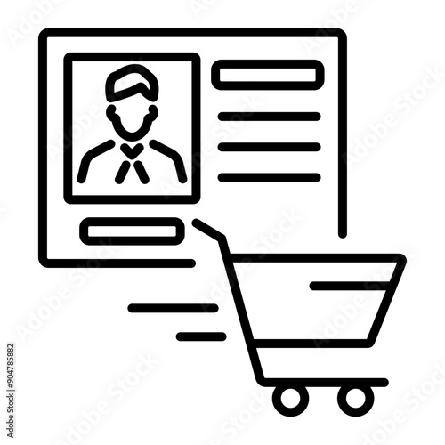 An outline style icon of online buyer
