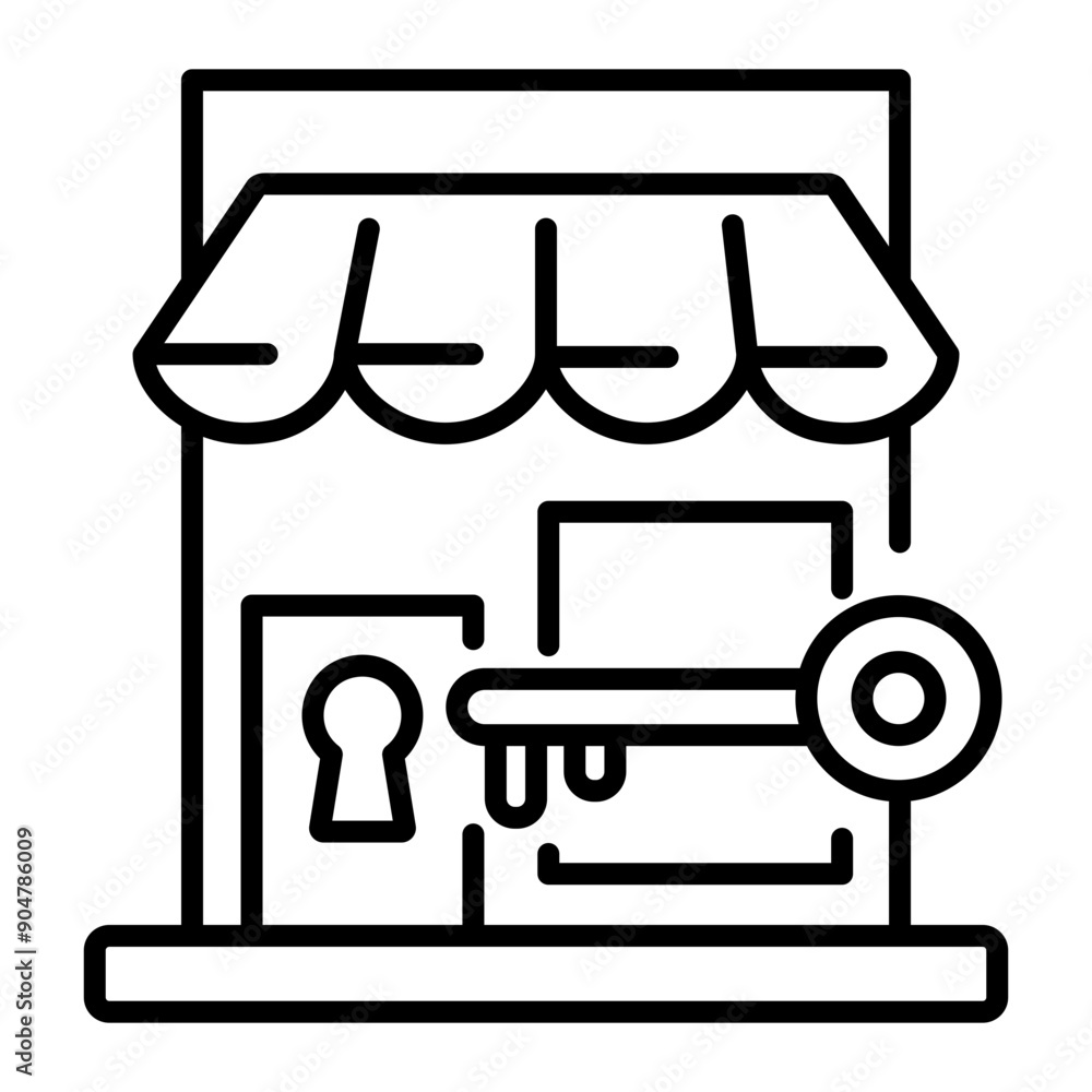 Shop key icon in line style Shop key icon in line style