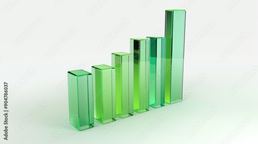 Bar chart 3d green glass texture Bar chart 3d green glass texture