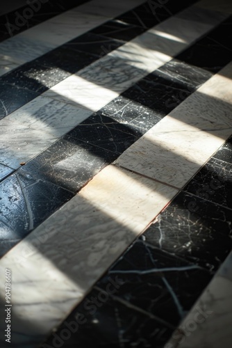 Black and White Floor with Clock