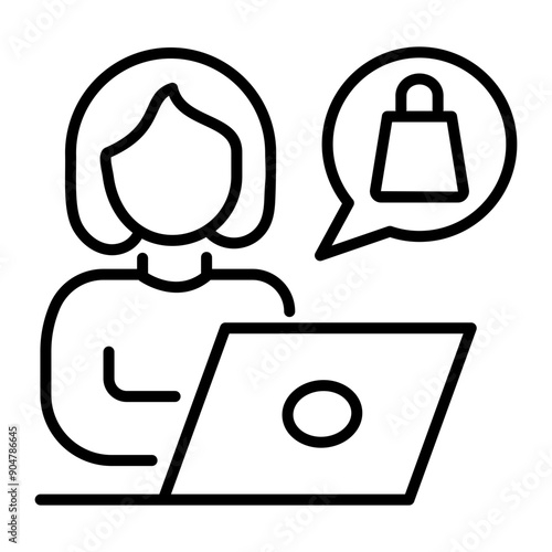 Online purchasing icon in linear style