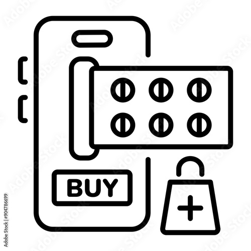 An outline style icon of online pharmacy