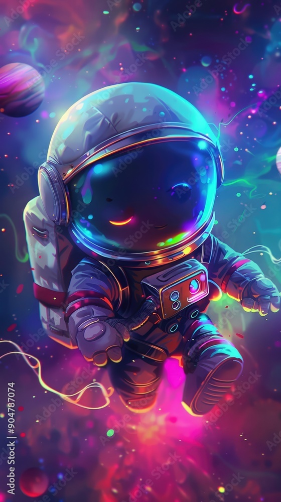 Cosmic Journey: An Astronaut's Neon Dream Cosmic Journey: An Astronaut's Neon Dream