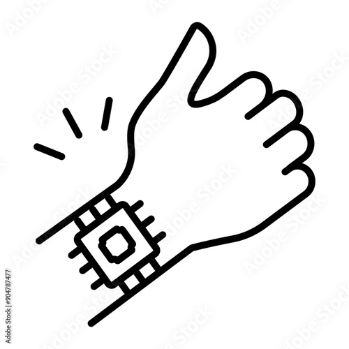 An outline style icon of chip implant 