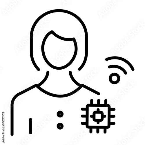 Human implant icon in linear style  photo