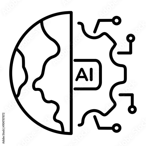 World ai icon designed in outline style 