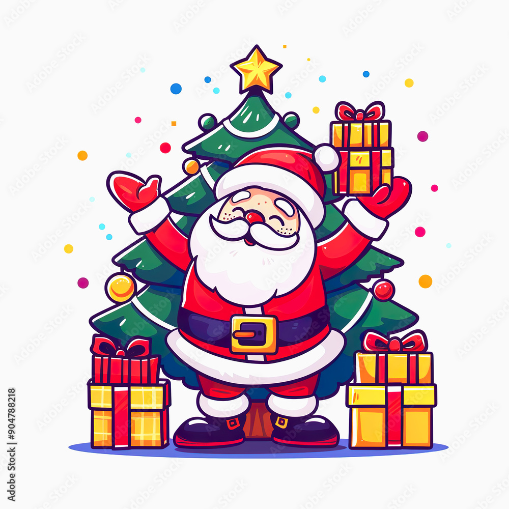 Santa Claus with Christmas Tree and Gifts Santa Claus with Christmas Tree and Gifts