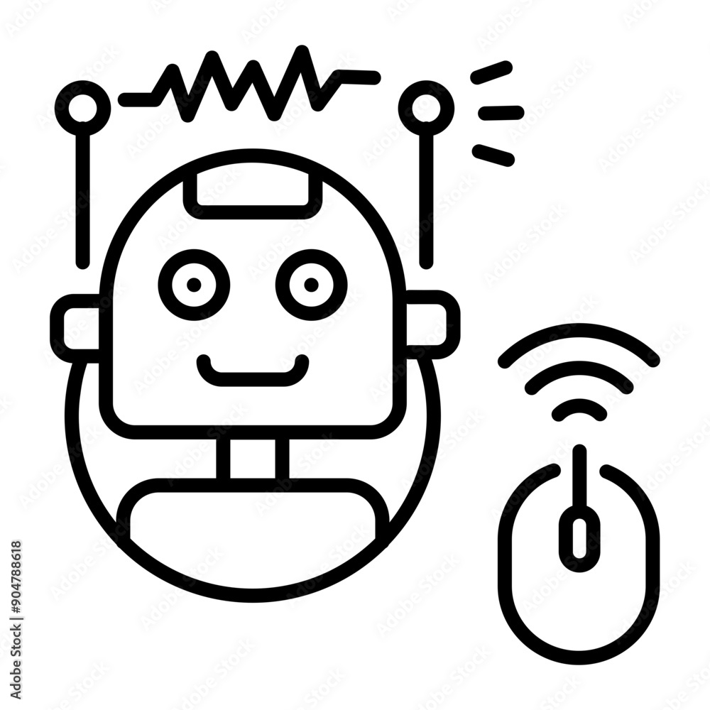 A smart robot icon designed in line style A smart robot icon designed in line style